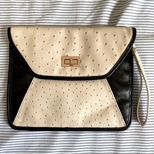 [3 for $12] ALDO beige black envelope hand bag